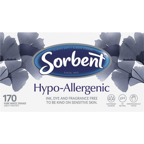 Sorbent Hypo-allergenic Pure White Tissues 170 Pack