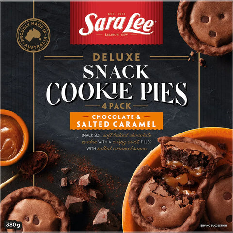 Sara Lee Deluxe Snack Cookie Pies Chocolate & Salted Caramel 4 Pack 380g