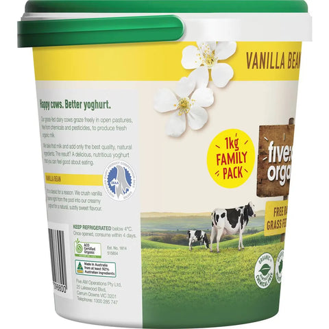 Five:am Organic Yoghurt Vanilla Bean 1kg