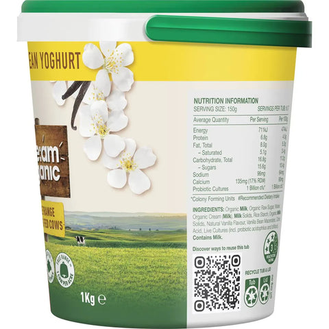 Five:am Organic Yoghurt Vanilla Bean 1kg