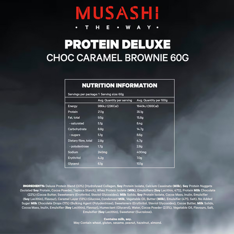 Musashi Protein Deluxe Bar Choc Caramel Brownie 60g