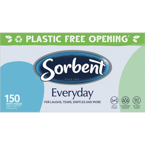 Sorbent Everyday White Facial Tissues 150 Pack