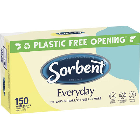 Sorbent Everyday White Facial Tissues 150 Pack