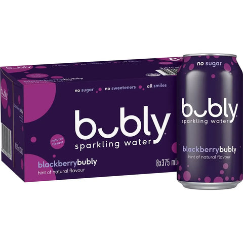 Bubly Blackberry Sparkling Water No Sugar Multipack Cans 375ml X 8 Pack