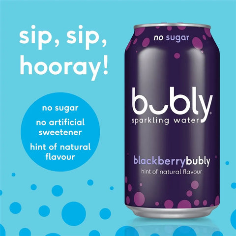 Bubly Blackberry Sparkling Water No Sugar Multipack Cans 375ml X 8 Pack