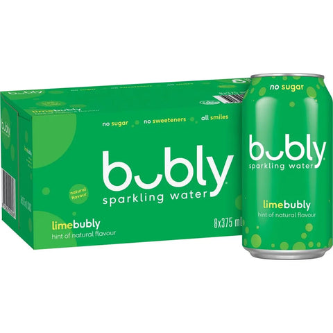 Bubly Lime Sparkling Water No Sugar Multipack Cans 375ml X 8 Pack