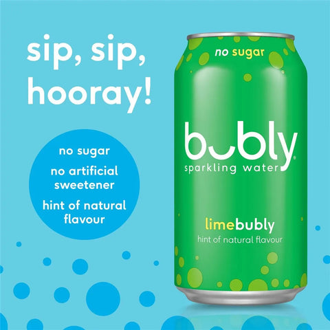 Bubly Lime Sparkling Water No Sugar Multipack Cans 375ml X 8 Pack