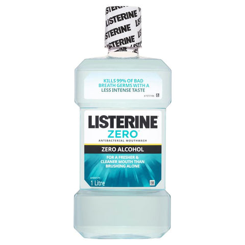 Listerine Zero Alcohol Antibacterial Mouthwash Less Intense Taste 1L