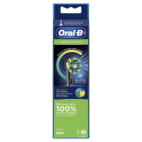 Oral B Power Toothbrush Cross Action Refills Black 3 Pack