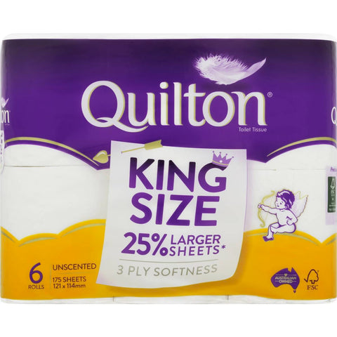 Quilton Toilet Tissue King Size Unscented 6 Pack