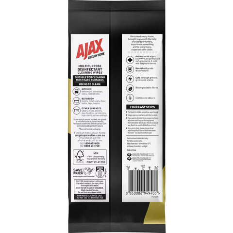 Ajax Luxury Home Cleaning Wipes Crisp Lime & Sandalwood 110 Pack