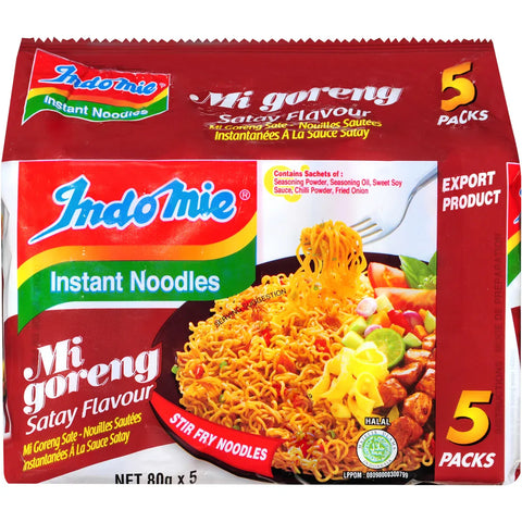 Indomie Fried Mi Goreng Satay Instant Noodles 5 Pack