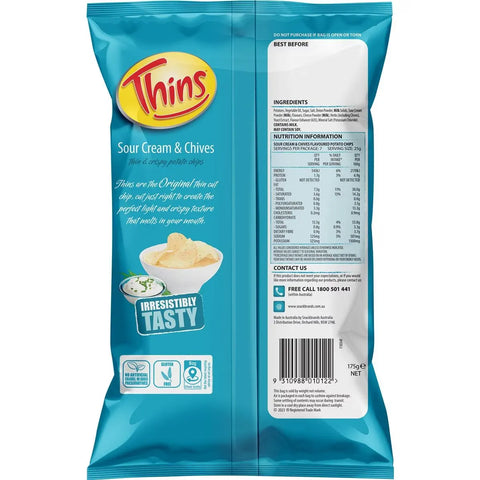 Thins Sour Cream & Chives Potato Chips 175g