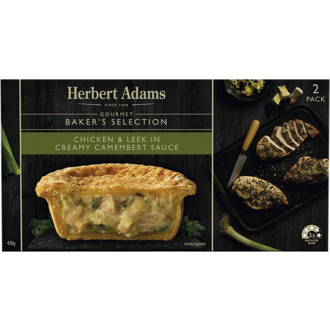 Herbert Adams Pies Creamy Chicken & Leek 2 Pack