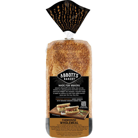 Abbott's Bakery Farmhouse Wholemeal Sandwich Slice Bread Loaf 750g