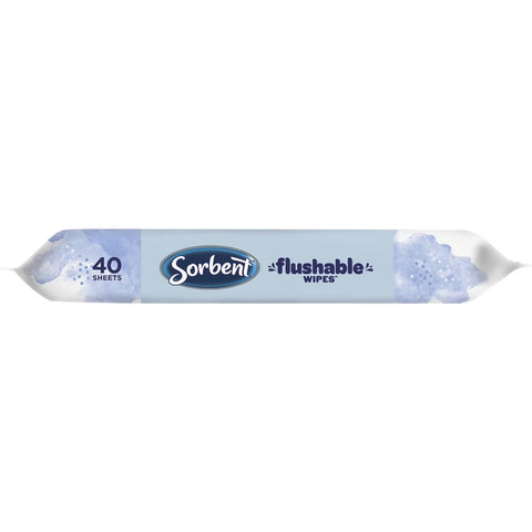 Sorbent Flushable Wipes Hypo-allergenic 40 Pack