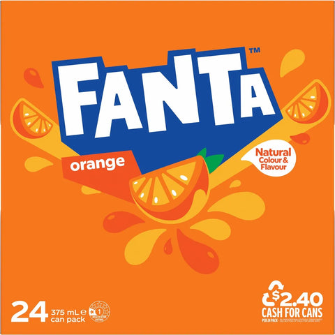 Fanta Orange Soft Drink Cans 375ml x24 Pack