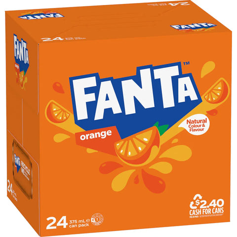 Fanta Orange Soft Drink Cans 375ml x24 Pack