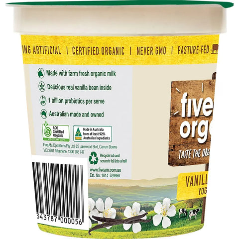 Five:am Organic Vanilla Bean Yoghurt 170g