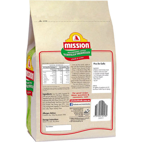 Mission Corn Chips Chilli & Lime 230g