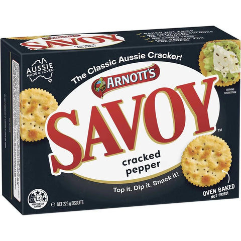 Arnott's Savoy Cracked Pepper Crackers 225g