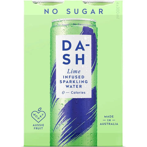 Dash Water Sparkling Water Lime Infused 300ml X 4 Pack