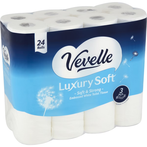 Vevelle Luxury Soft 3 Ply Toilet Tissue 180 Sheets 24 pack