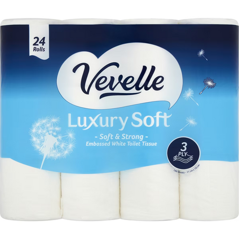 Vevelle Luxury Soft 3 Ply Toilet Tissue 180 Sheets 24 pack