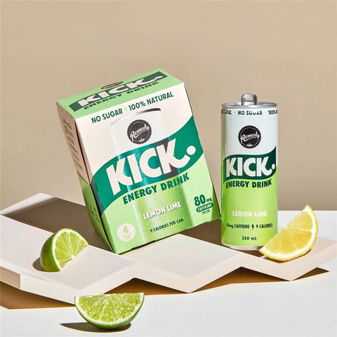 Remedy Kick Energy Drink Lemon Lime Cans 250ml X 4 Pack