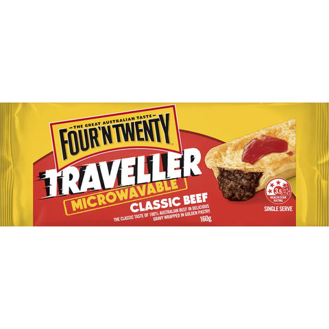 Four'n Twenty Traveller Microwavable Classic Beef Pie Single Serve 160g