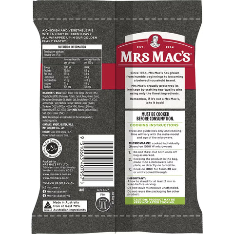 Mrs Mac's Microwave Chicken & Vegetable Pie 175g