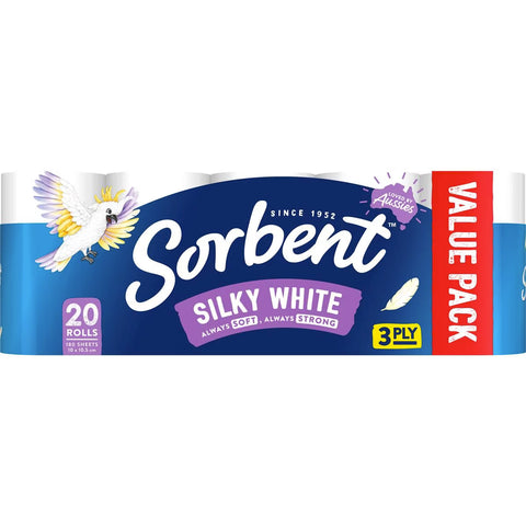 Sorbent Silky White Toilet Tissue  20 Pack