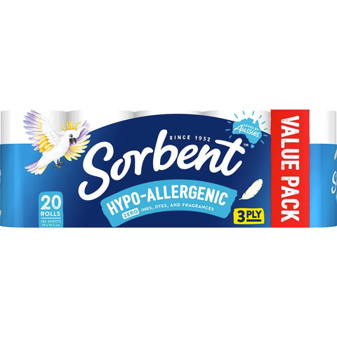 Sorbent Toilet Tissue Hypo Allergenic 20 Pack