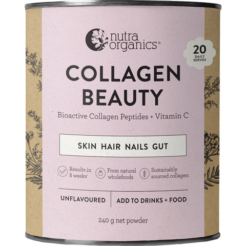 Nutra Organics Collagen Beauty Skin Hair Nails Gut Unflavoured 240g