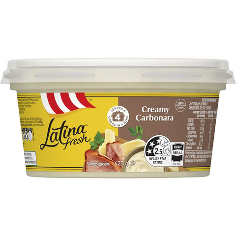 Latina Fresh Creamy Carbonara Pasta Sauce 425g