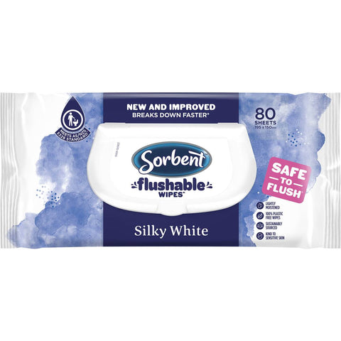 Sorbent Silky White Clean & Fresh Wipes 80 Pack