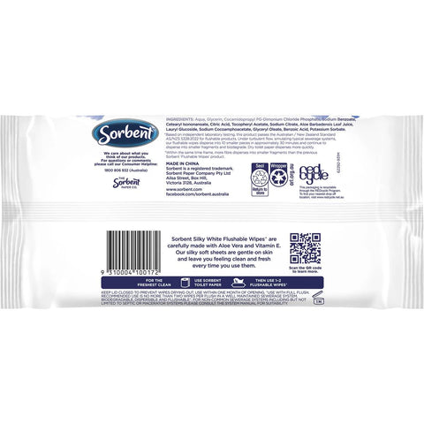 Sorbent Silky White Clean & Fresh Wipes 80 Pack