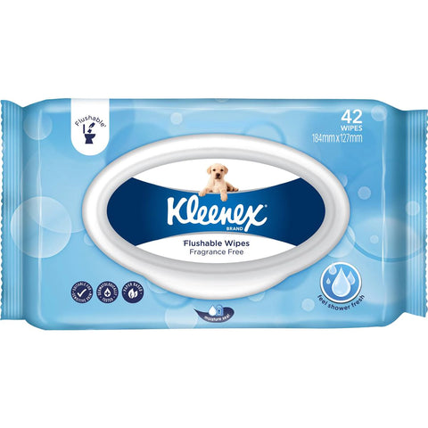 Kleenex Flushable Wipes Unscented 42 Pack