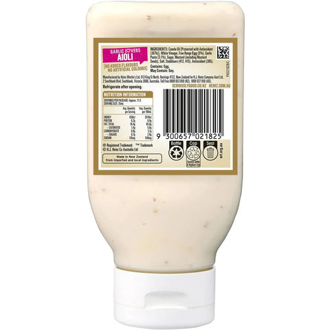 Heinz Seriously Good Mayonnaise Garlic Lovers Aioli Mayo 295ml