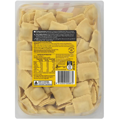 Latina Fresh Beef Ravioli Pasta Ravioli 625g