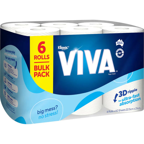 Viva Paper Towels White 360 Sheets 6 Pack