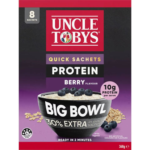 Uncle Tobys Big Bowl Quick Oats Protein Berry 8 Pack