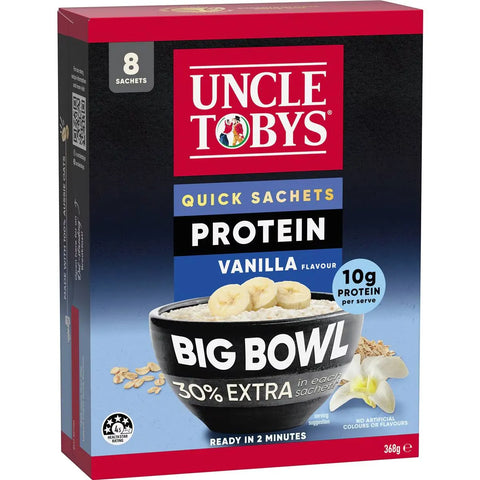 Uncle Tobys Big Bowl Quick Oats Protein Vanilla 8 Pack