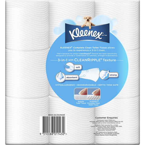 Kleenex Complete Clean Toilet Paper Toilet Tissue 9 Pack