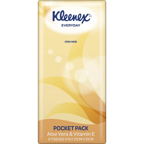 Kleenex Aloe Vera & Vitamin E 4 Ply Pocket Pack Facial Tissues 6 Pack