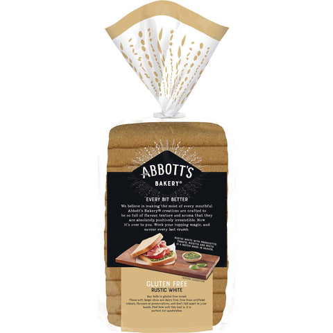 Abbott's Bakery Gluten Free Rustic White Bread Slice Loaf 500g