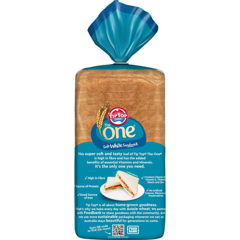 Tip Top The One White Sandwich Slice Bread Loaf 700g