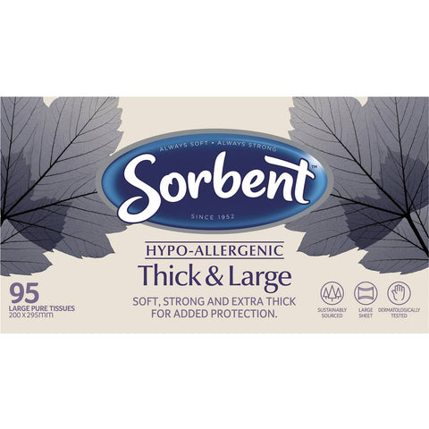 Sorbent Thick & Large Hypoallergenic Facial Tissues 95 Pack