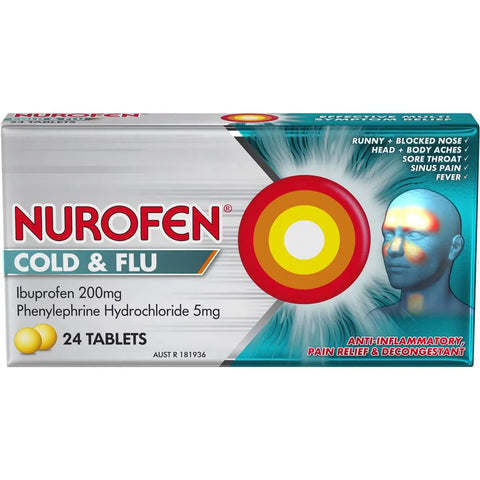 Nurofen Cold And Flu Multi-symptom Relief Tablets 200mg Ibuprofen 24 Pack