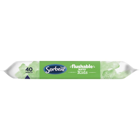 Sorbent Flushable Wipes Kids 40 Pack